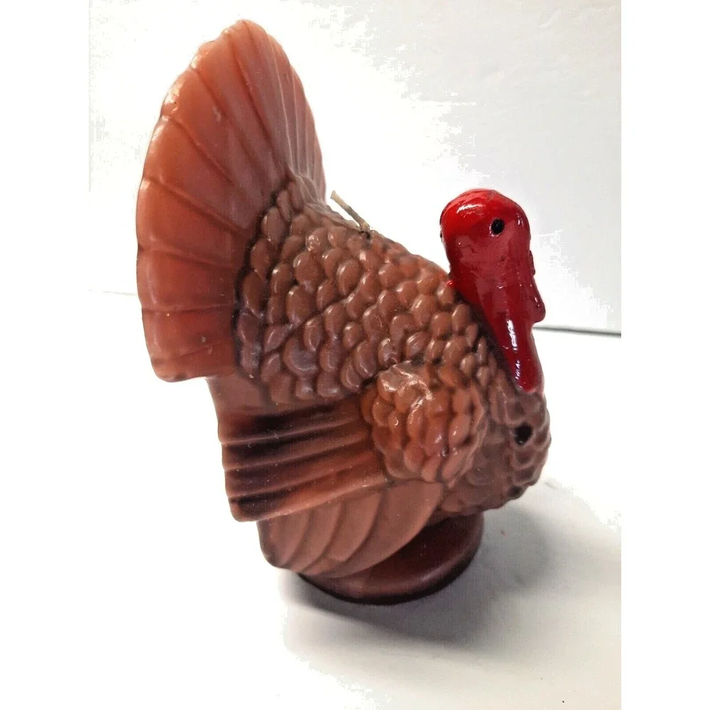 Vintage Thanksgiving Turkey Candle Set 5pc Pilgrim Pumpkin Decor Taper Pillar